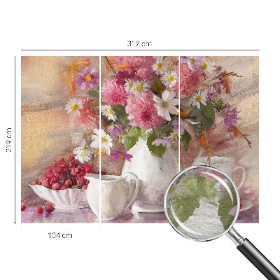 Muurbehang met een dessin van wilde bloemen