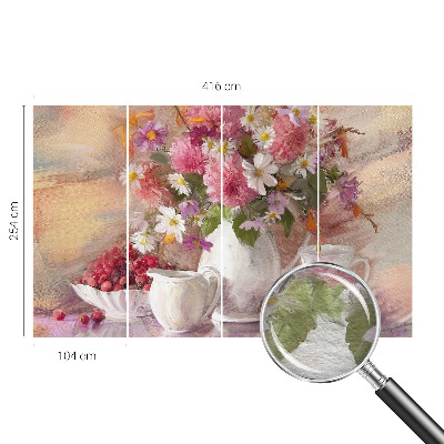 Muurbehang met een dessin van wilde bloemen