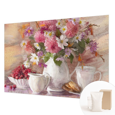 Muurbehang met een dessin van wilde bloemen