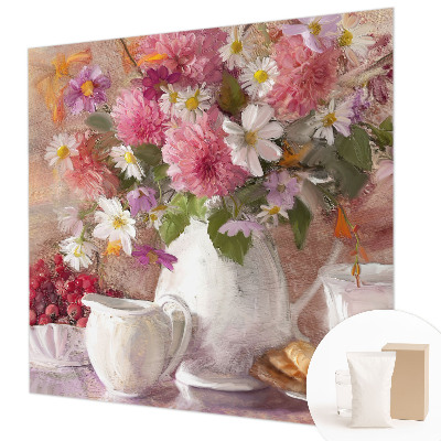 Muurbehang met een dessin van wilde bloemen