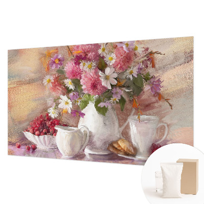 Muurbehang met een dessin van wilde bloemen