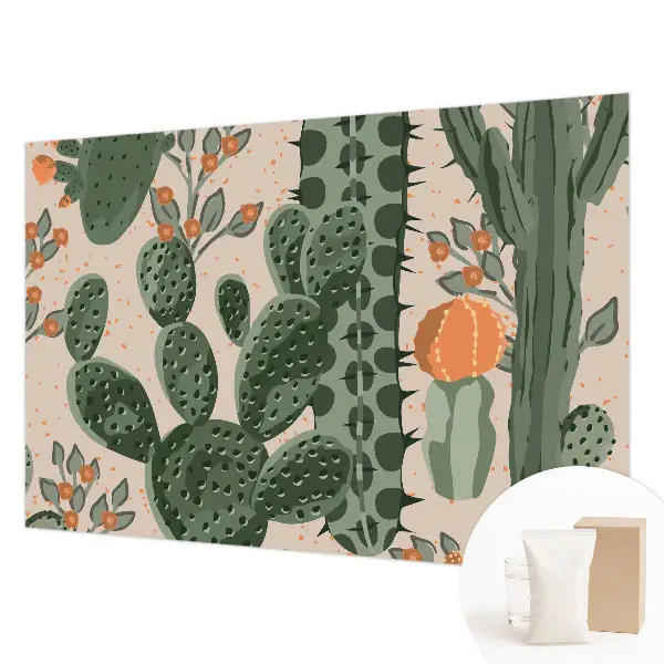 Vlies fotobehang met een motief van groene cactussen