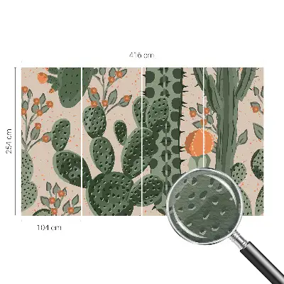Vlies fotobehang met een motief van groene cactussen