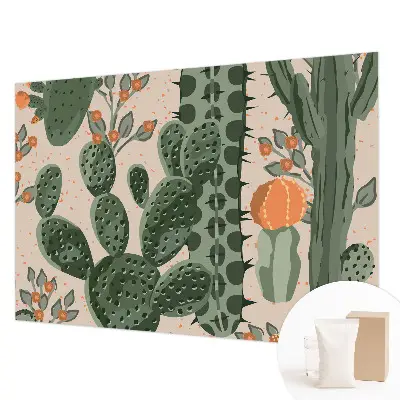 Vlies fotobehang met een motief van groene cactussen