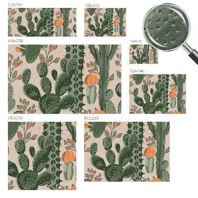 Vlies fotobehang met een motief van groene cactussen