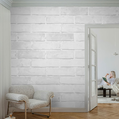 Vliesbehang fotobehang woonkamer met print van een bakstenen muur