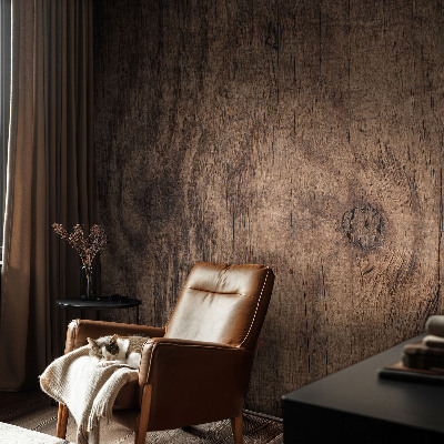 Fotobehang woonkamer met een rustiek houtmotief