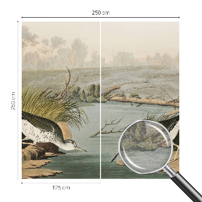 Fotobehang woonkamer met een vredig landschap als print