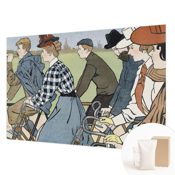 Fotobehang voor de slaapkamer met een vintage fietsersmotief