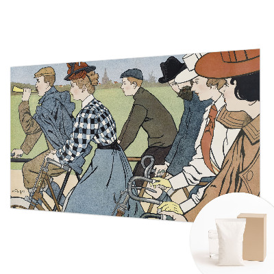 Fotobehang voor de slaapkamer met een vintage fietsersmotief