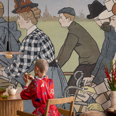 Fotobehang voor de slaapkamer Vintage fietsers