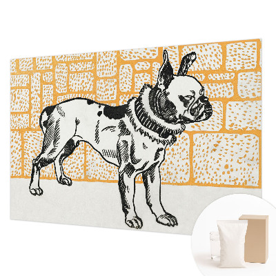Fotobehang voor de woonkamer met retroprint van een hond