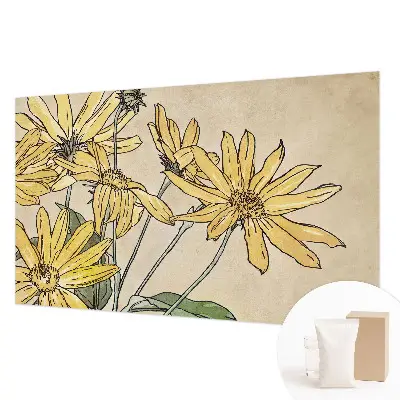 Premium fotobehang met aquarelbloemen als print