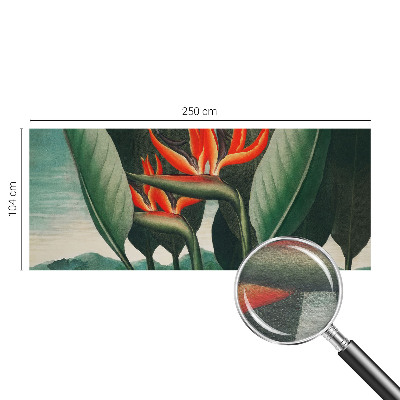 Sfeervol fotobehang met een patroon van exotische bloemen