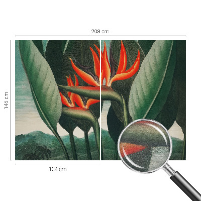 Sfeervol fotobehang met een patroon van exotische bloemen