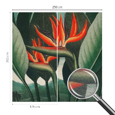 Sfeervol fotobehang met een patroon van exotische bloemen