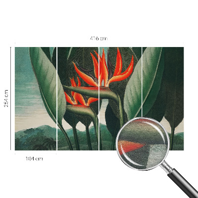 Sfeervol fotobehang met een patroon van exotische bloemen