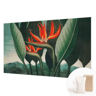 Sfeervol fotobehang met een patroon van exotische bloemen