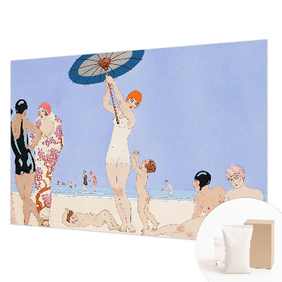 Vlies fotobehang op maat met retro strandmotief