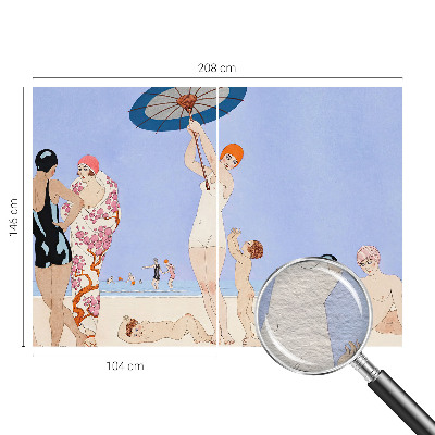 Vlies fotobehang op maat met retro strandmotief