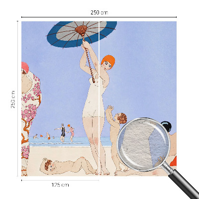 Vlies fotobehang op maat met retro strandmotief