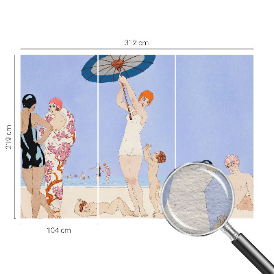 Vlies fotobehang op maat met retro strandmotief