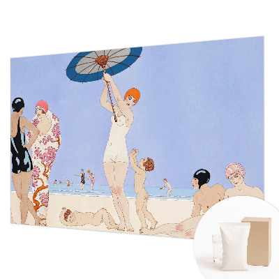 Vlies fotobehang op maat met retro strandmotief