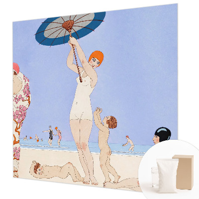 Vlies fotobehang op maat met retro strandmotief