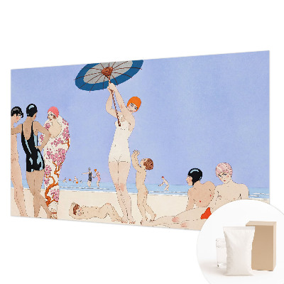 Vlies fotobehang op maat met retro strandmotief