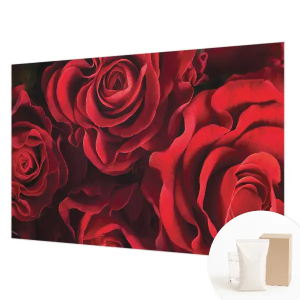 Naadloos fotobehang met een print van rode rozen