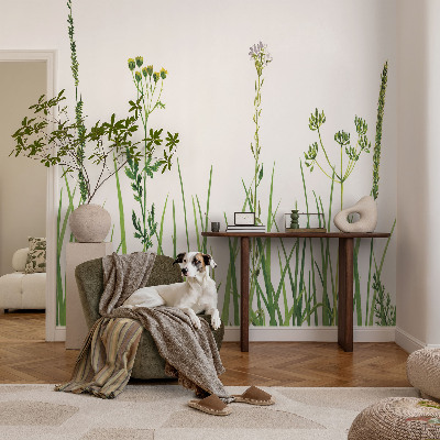 Fotobehang voor slaapkamer met een subtiel bloemenmotief