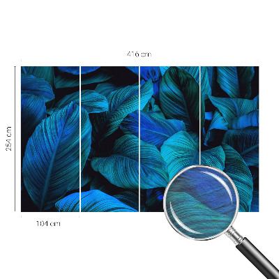 Fotobehang voor de slaapkamer Blauwe bladeren