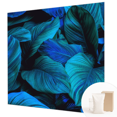 Fotobehang voor de slaapkamer Blauwe bladeren