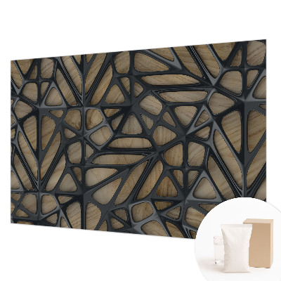Uniek fotobehang met een houten netmotief