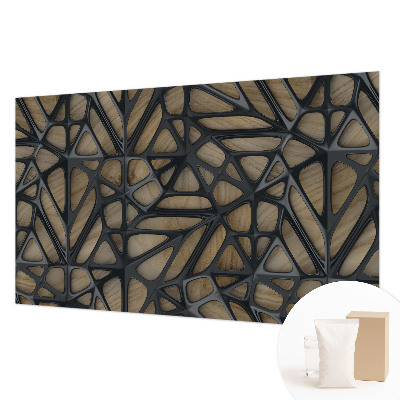 Uniek fotobehang met een houten netmotief