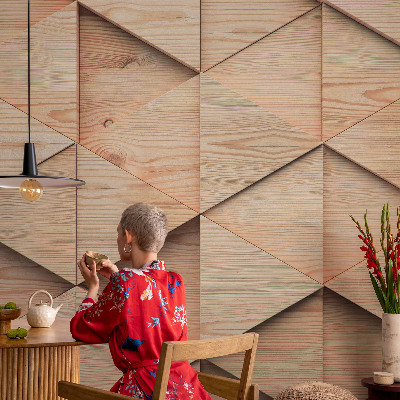 Kwalitatief fotobehang met een ontwerp van houten mozaïek