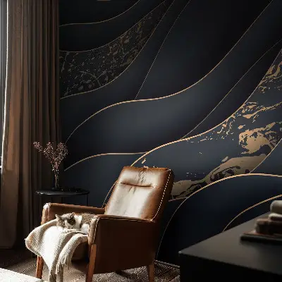 Vliesbehang fotobehang woonkamer met een design van elegante golven
