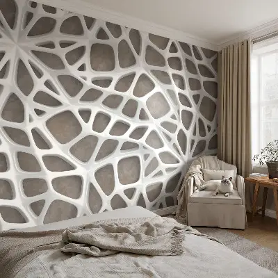 Vlies fotobehang op maat met een geometrisch netwerkmotief