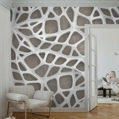 Vlies fotobehang op maat met een geometrisch netwerkmotief