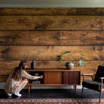 Fotobehang met print van houten planken