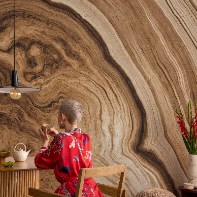 Muurbehang met houtnerfprint