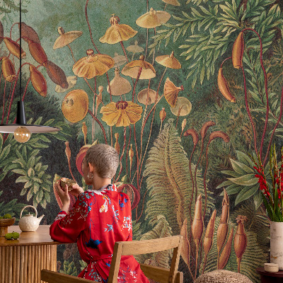 Fotobehang op maat met een exotische tuinscène