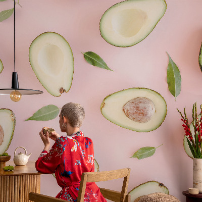Fotobehang voor slaapkamer met een patroon van avocado's