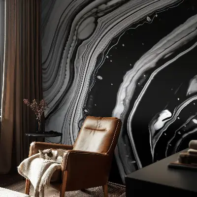 Modern fotobehang voor de woonkamer met monochromatische golven