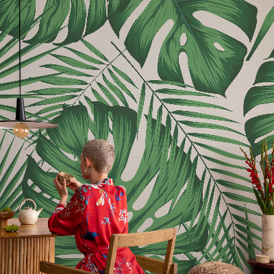 Behang met print Tropische bladeren
