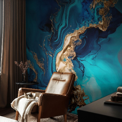 Fotobehang slaapkamer met kleurrijke abstracte print
