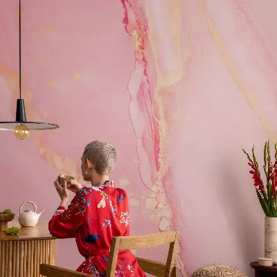 Muurbehang met pastel abstractie