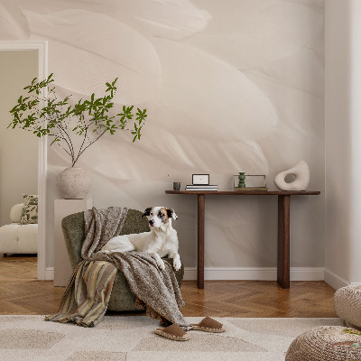 Fotobehang voor slaapkamer met een patroon van etherische veren