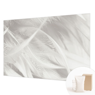 Fotobehang voor de slaapkamer met een subtiel verenpatroon