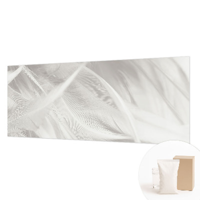 Fotobehang voor de slaapkamer met een subtiel verenpatroon